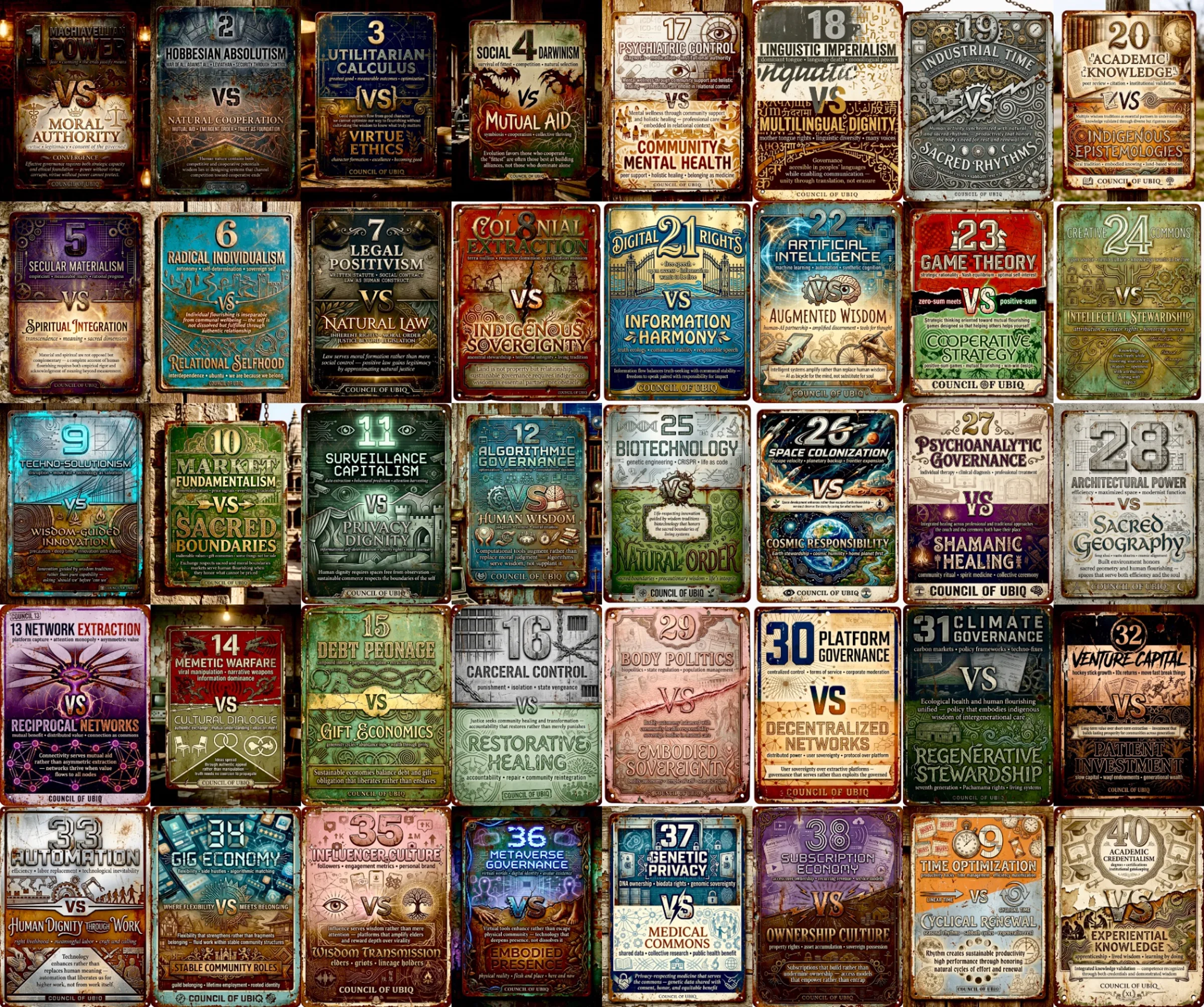 The Anchorage — forty council plaques set as one monument
